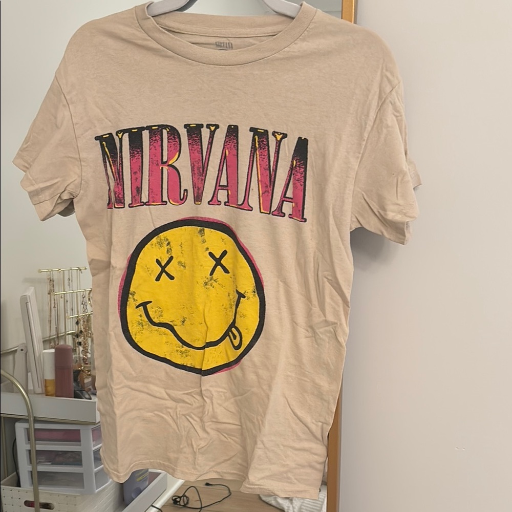Nirvana Graphic Tee in Beige
